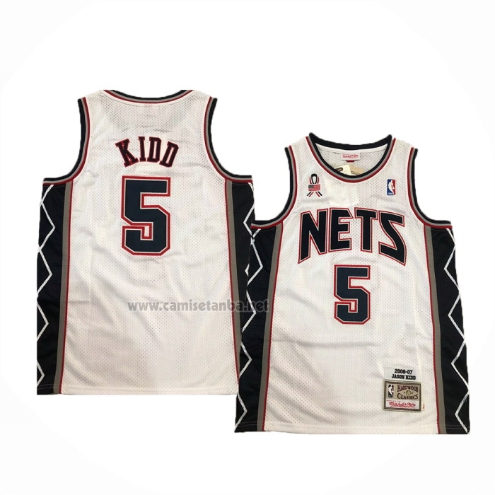 Camiseta Brooklyn Nets Jason Kidd #5 Mitchell & Ness 2006-07 Blanco
